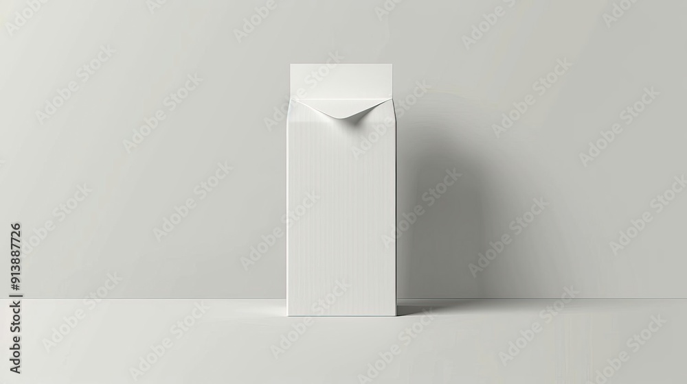 Minimalist design of a blank milk carton on a smooth surface, perfect for packaging mockups in advertising and branding. Minimalist design of a blank milk carton on a smooth surface, perfect for packaging mockups in advertising and branding.