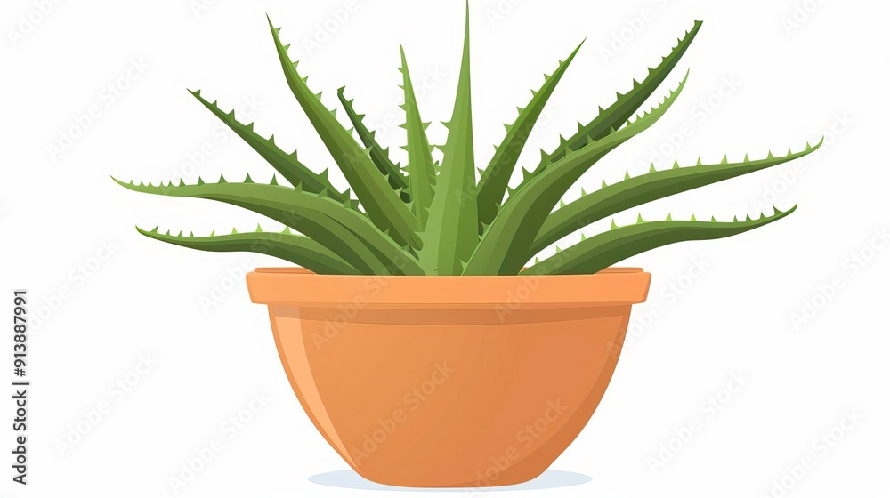 Stylish aloe vera plant in a terracotta pot, perfect for home decor and enhancing natural aesthetics. Stylish aloe vera plant in a terracotta pot, perfect for home decor and enhancing natural aesthetics.
