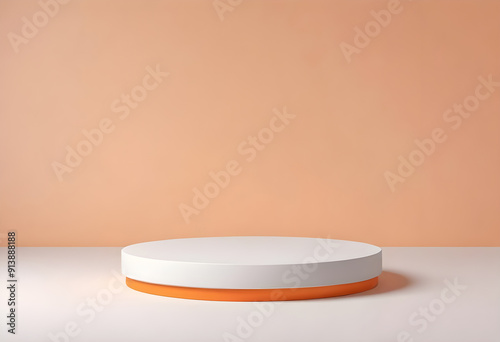 Photorealistic Professional Studio Round orange podium for product