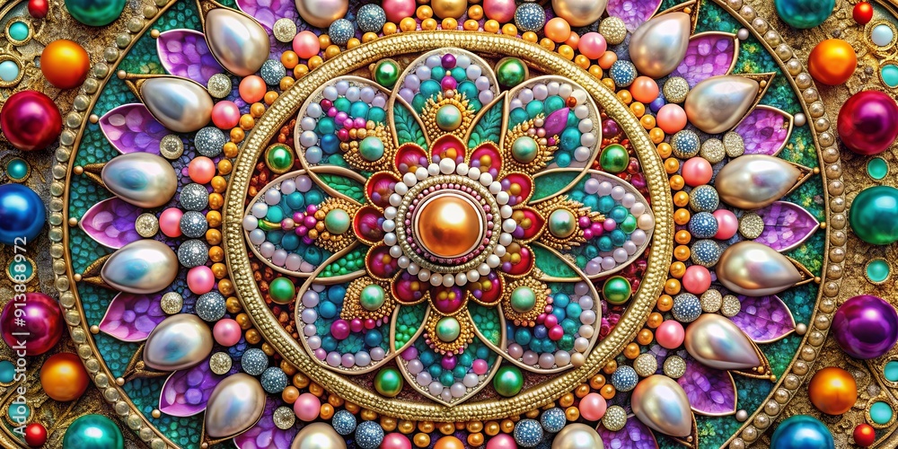 Vibrant gemstone mandala with intricate floral and pearl accents , gemstone, mandala, vibrant, floral, pearls Vibrant gemstone mandala with intricate floral and pearl accents , gemstone, mandala, vibrant, floral, pearls