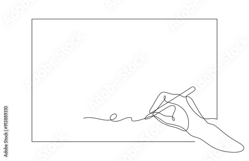 hand writing autograph one line drawing continuous