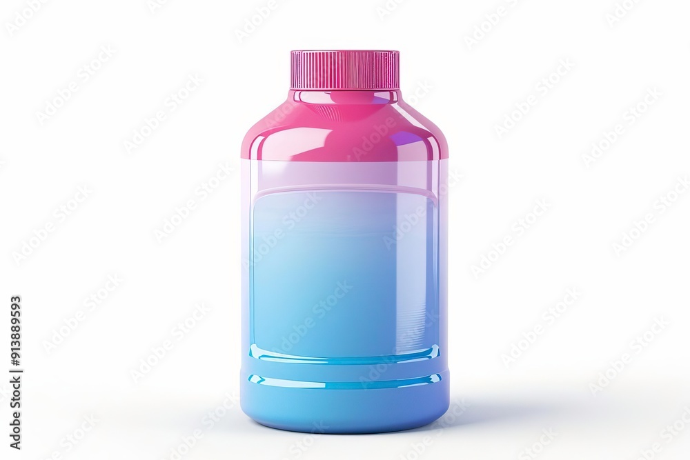 A colorful gradient bottle displaying a smooth transition from purple to blue, perfect for product photography and design projects.