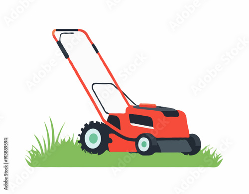 Wallpaper Mural Bold Red Electric Lawn Mower Icon, Essential Tool for Grass Cutting and Garden Maintenance, Vector Design. Torontodigital.ca