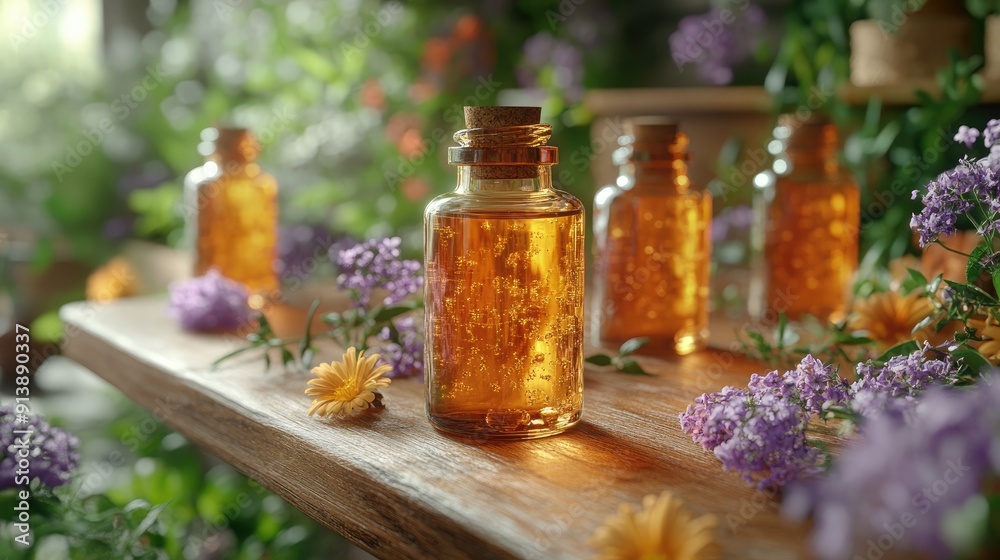 Close-up of Organic Essential Oils and Natural Remedies Close-up of Organic Essential Oils and Natural Remedies