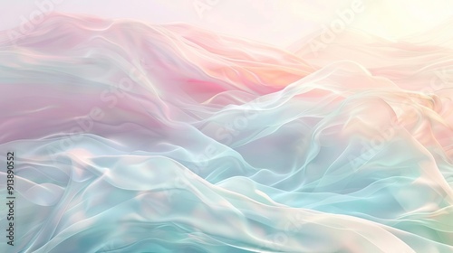 A serene abstract representation of flowing fabric in soft pastel colors, creating a calming atmosphere and gentle flow. photo
