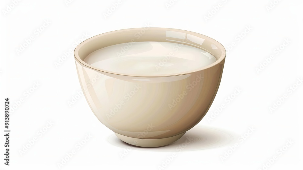 A simple, elegant bowl filled with fresh milk, perfect for a minimalist kitchen or food-related projects. A simple, elegant bowl filled with fresh milk, perfect for a minimalist kitchen or food-related projects.