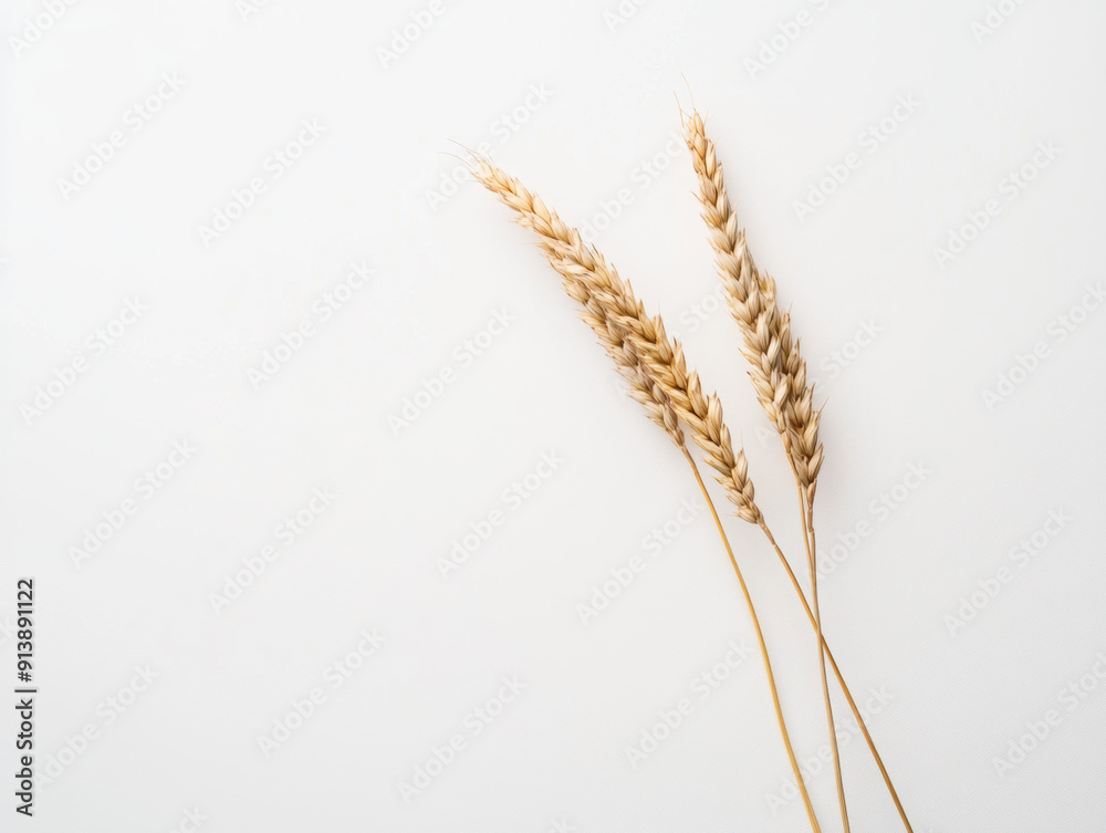 Golden Wheat Sheaves on White Background. Golden Wheat Sheaves on White Background.