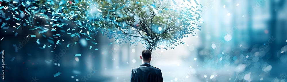 Businessman with Tree Growing from his Head. Businessman with Tree Growing from his Head.