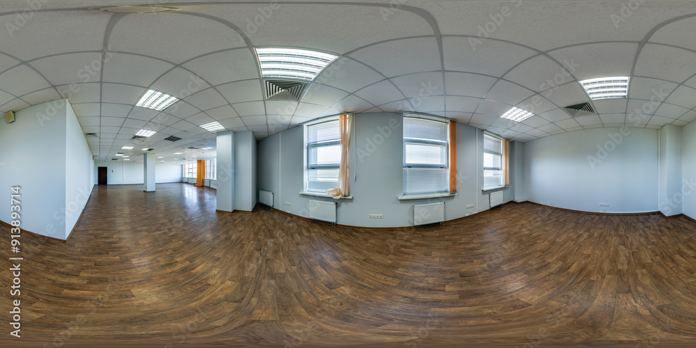 360 hdri panorama in interior of empty room with repair for office with sun light from windows in equirectangular full seamless spherical projection 360 hdri panorama in interior of empty room with repair for office with sun light from windows in equirectangular full seamless spherical projection