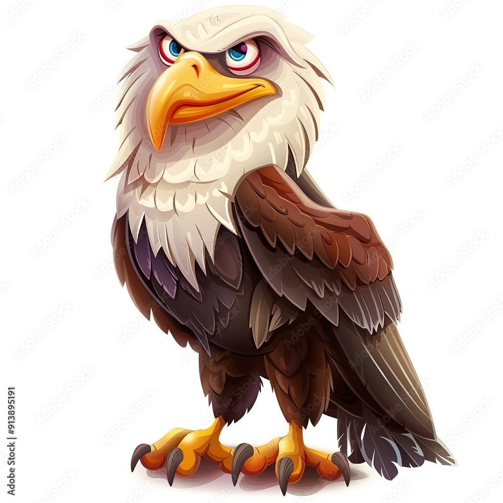 Obraz premium Eagle Time element animal cartoon isolated whitebackground 16:9