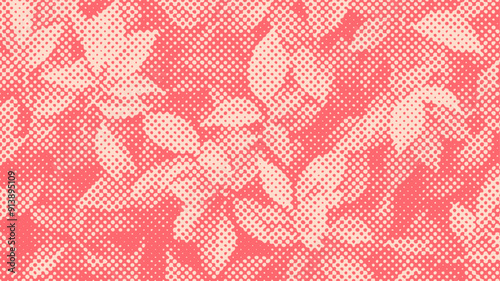 Abstract halftone background with silhouettes of home flowers. Vector illustration.	