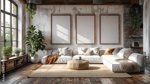 home painting three vertical mockup, fashion living room wall art mockup, house wall canvas mockup, home background
