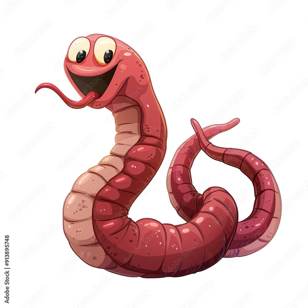 Fototapeta premium Earthworm muscle fantasy animal cartoon isolated whitebackground 16:9