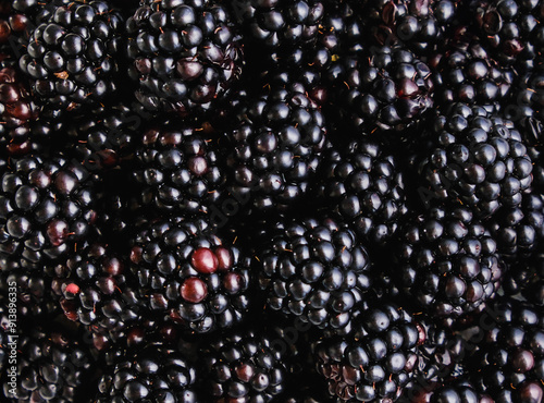 Bunch of tasty ripe blackberries as background, close up