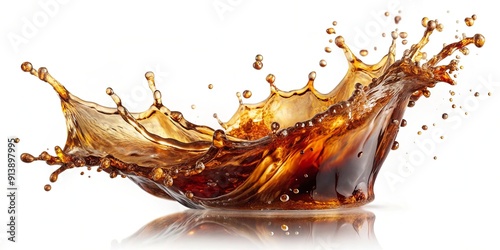 Cola splash isolated on white background, cola, splash, drink, soda, refreshment, beverage, liquid, droplets, isolated
