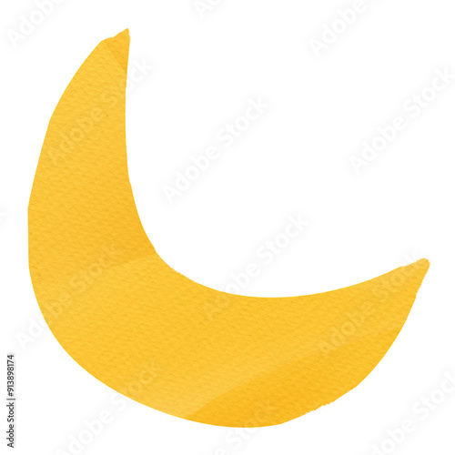 Crescent moon png, paper craft collage element, transparent background