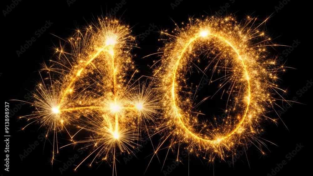 Sparkling number 40 isolated on black background, sparkle, number, forty, glitter, celebration, anniversary, milestone, shiny Sparkling number 40 isolated on black background, sparkle, number, forty, glitter, celebration, anniversary, milestone, shiny