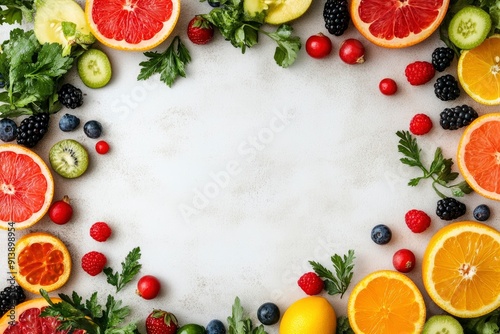 Background of fruits, vegetables and berries. Fresh food, ai