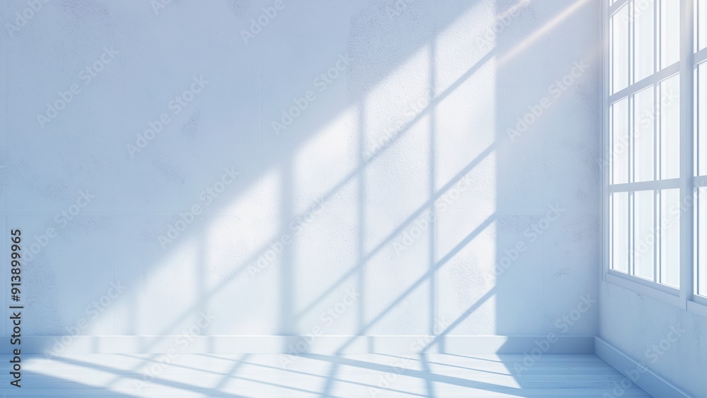 Obraz premium Soft blue empty room with window shadow