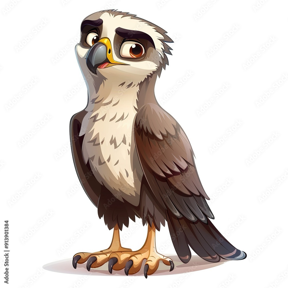 Fototapeta premium Falcon Time element animal cartoon isolated whitebackground 16:9