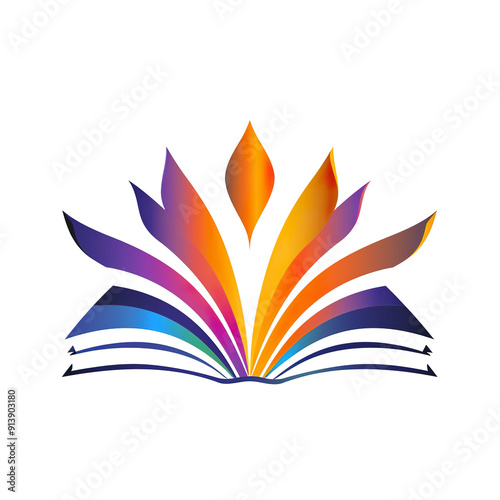 Abstract Book Logo with Colorful Flames, generative ai image