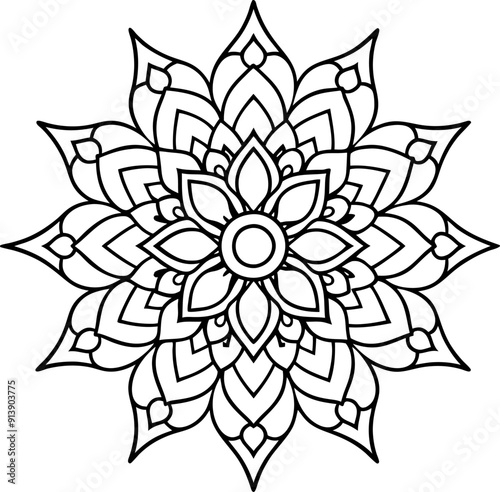 liner art mandala flower vector style