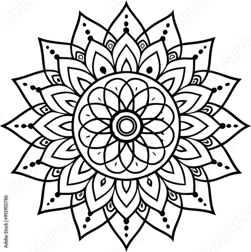 liner art mandala flower vector style