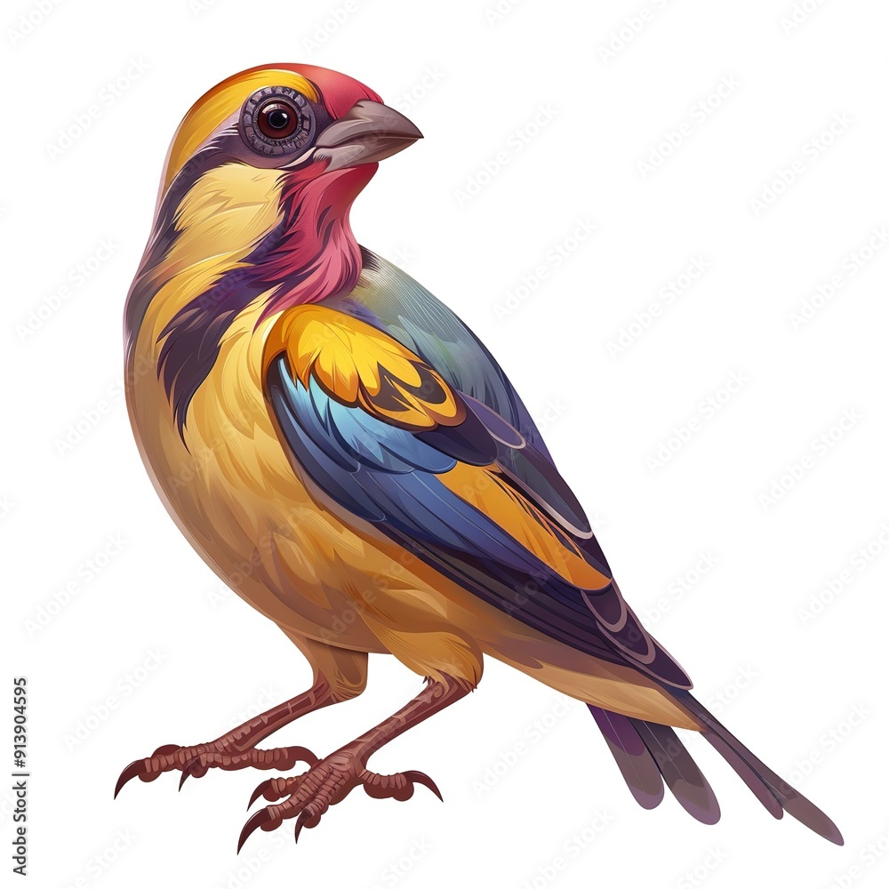 Fototapeta premium Finch Light element fantasy cartoon isolated whitebackground 16:9