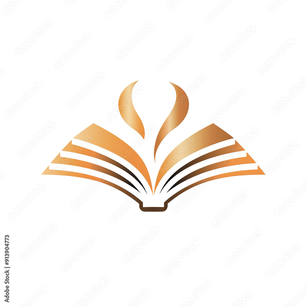 Golden Open Book with Abstract Flame Design, generative ai image