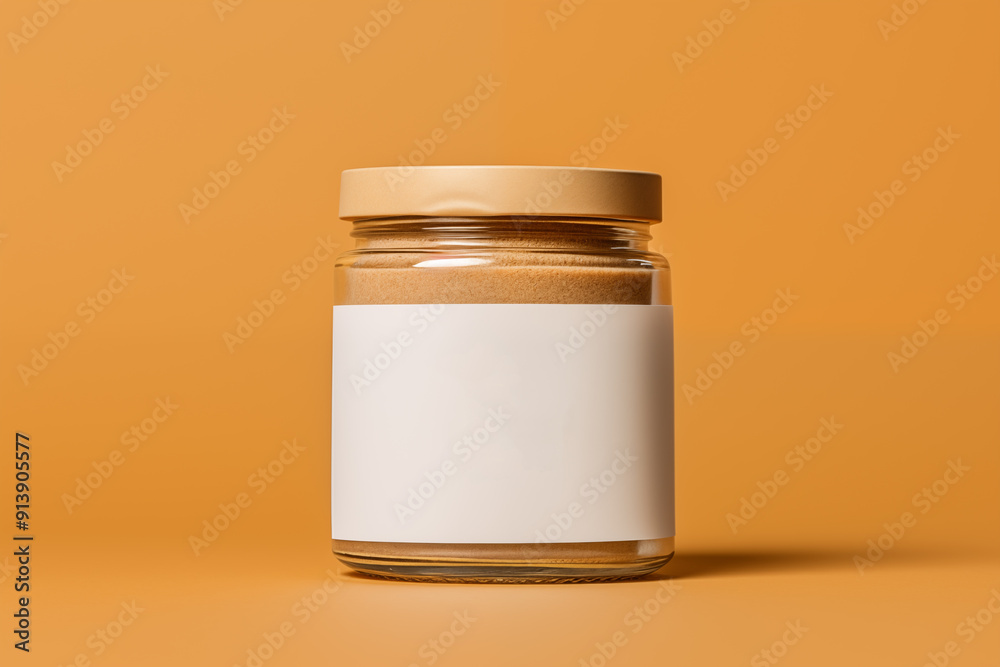 Spice glass jar mockup with white blank label Spice glass jar mockup with white blank label
