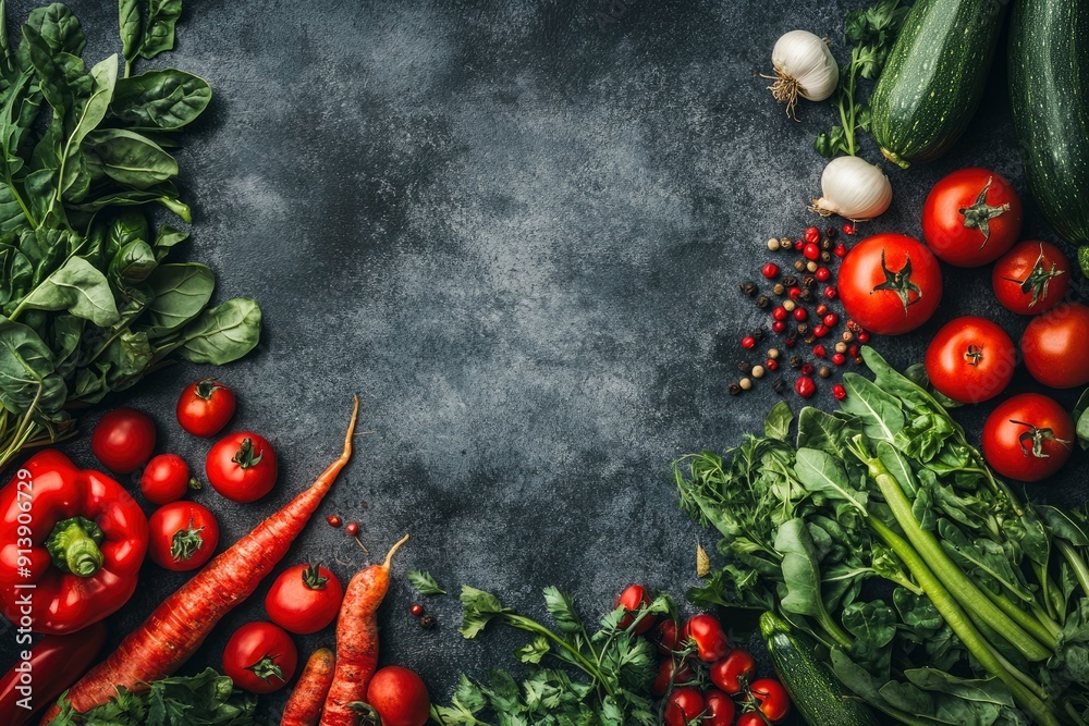 Food background with assortment of fresh organic vegetables , ai Food background with assortment of fresh organic vegetables , ai