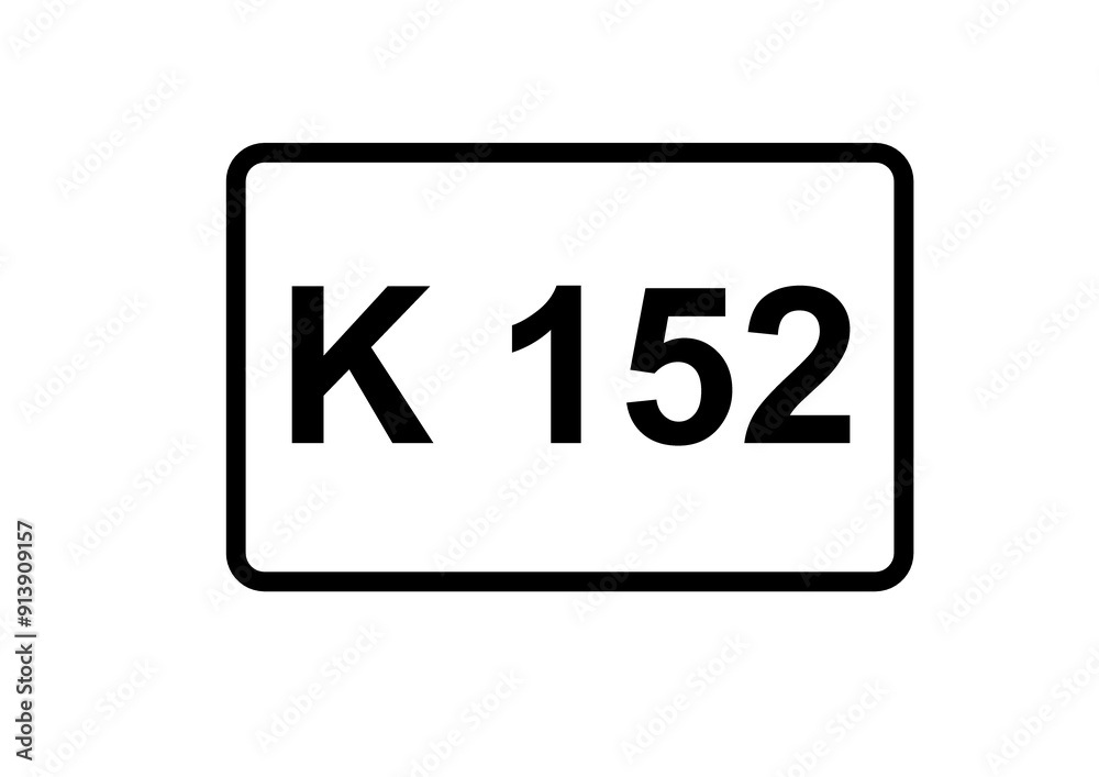Illustration eines Kreisstraßenschildes der K 152 in Deutschland Illustration eines Kreisstraßenschildes der K 152 in Deutschland