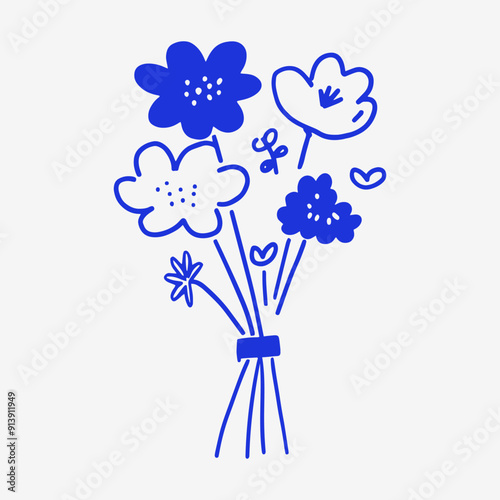 Flower bouquet sticker, cute doodle graphic