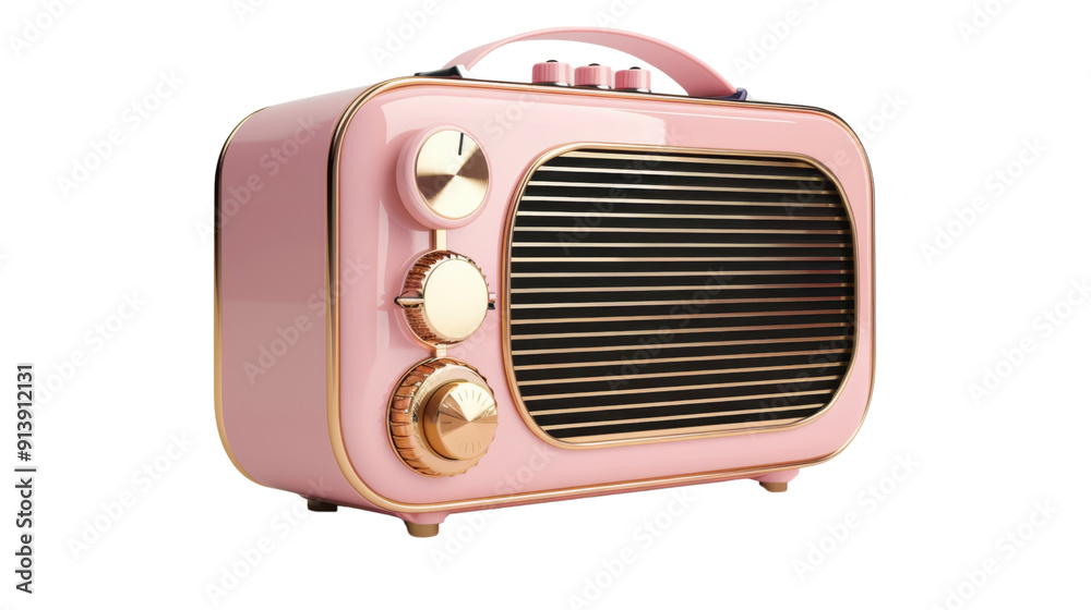 Pink retro speaker on transparent background Pink retro speaker on transparent background