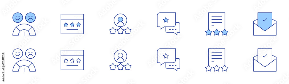 Feedback icon set in two styles, Duotone and Thin Line style. Editable stroke. opinion, review, satisfaction, rating, good review Feedback icon set in two styles, Duotone and Thin Line style. Editable stroke. opinion, review, satisfaction, rating, good review
