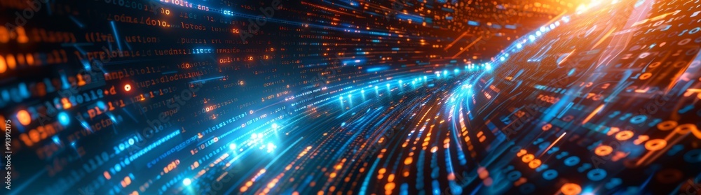 moving through a tunnel of cyber digital luminous space moving through a tunnel of cyber digital luminous space