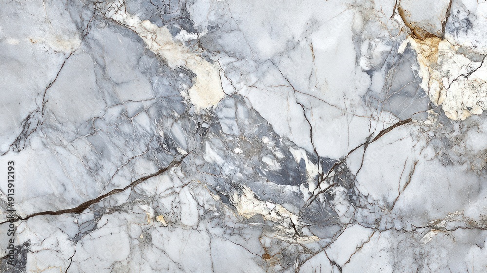 Fototapeta premium Close-up of a Grey and White Marble Slab with Veining
