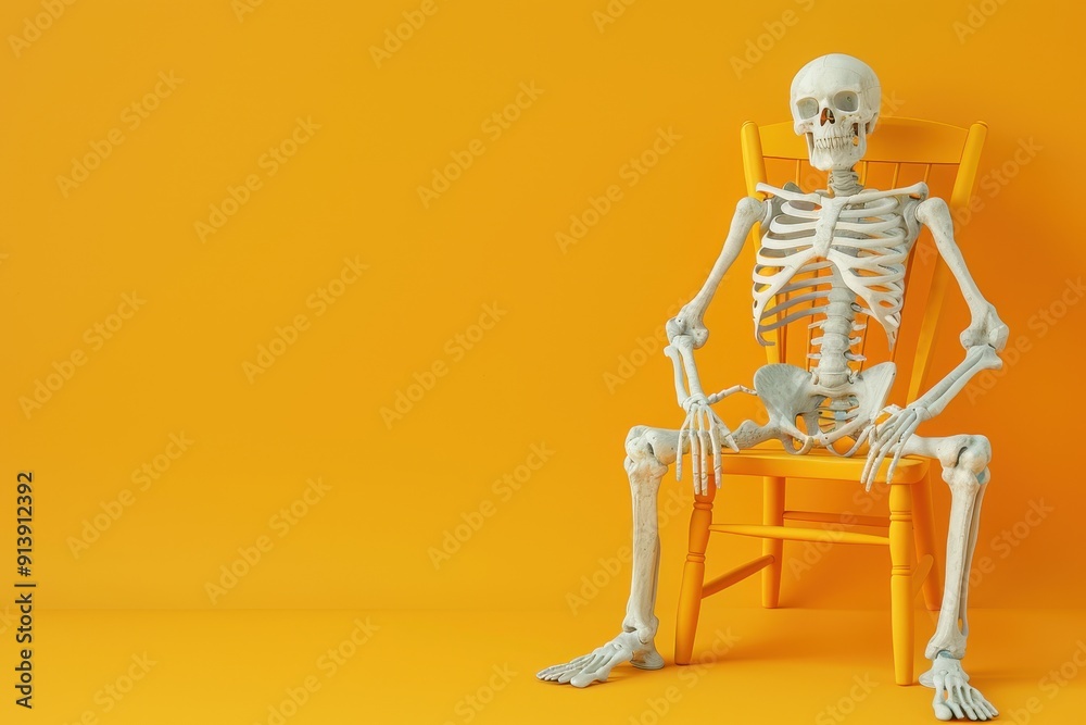 A skeleton is sitting in a chair A skeleton is sitting in a chair