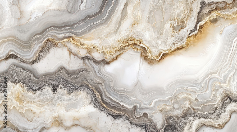 Abstract Marble Swirls with Golden Veins