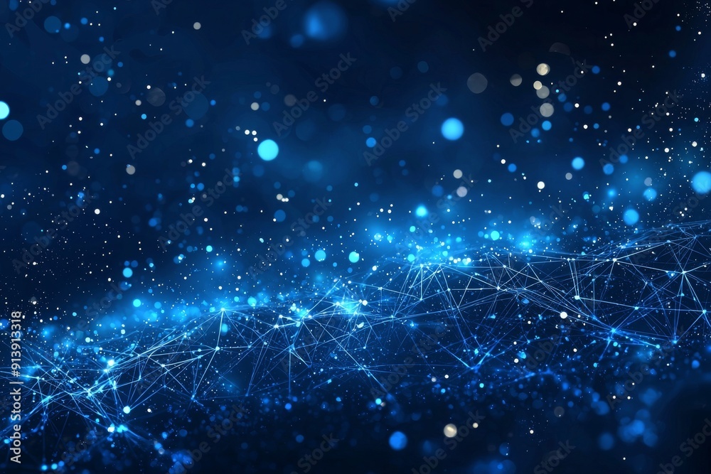 Abstract dark blue background with geometric patterns and glowing dots resembling a night sky Abstract dark blue background with geometric patterns and glowing dots resembling a night sky