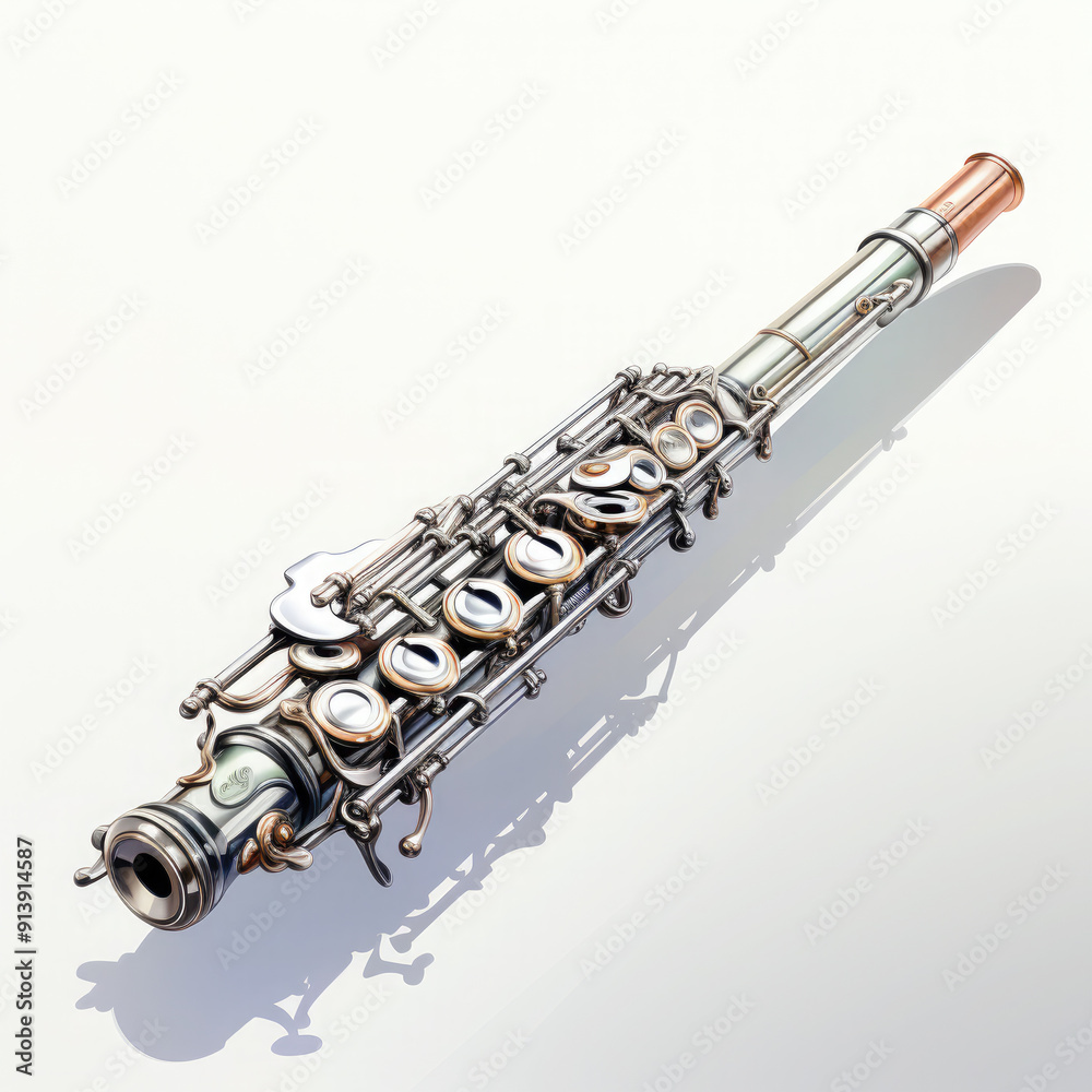 Fototapeta premium Watercolor Flute, clipart Illustration, Generative Ai