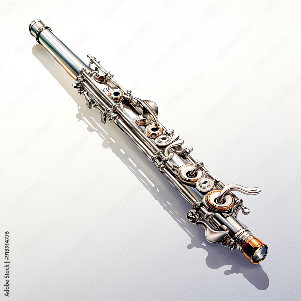 Fototapeta premium Watercolor Flute, clipart Illustration, Generative Ai