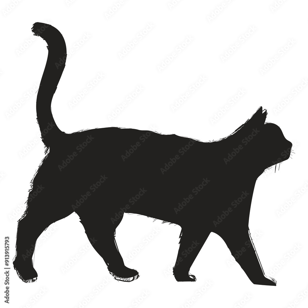 Png black cat walking silhouette, transparent background Png black cat walking silhouette, transparent background