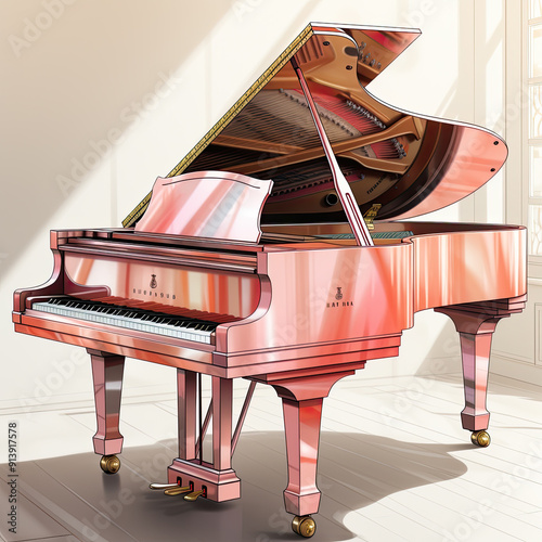 Watercolor Piano, clipart Illustration, Generative Ai