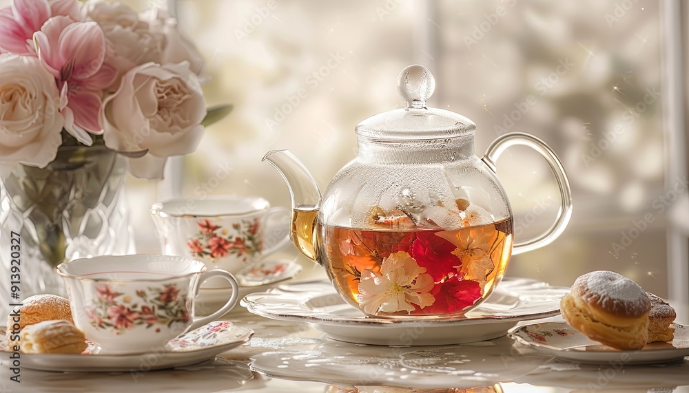 A tea set with a teapot A tea set with a teapot