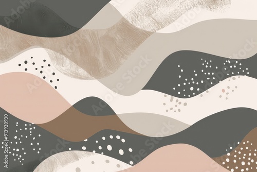 Wallpaper Mural Hand Drawn Minimalist Background in Taupe with Abstract Shapes Torontodigital.ca