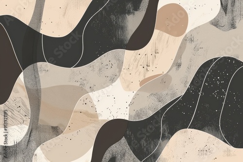 Wallpaper Mural Hand Drawn Minimalist Background in Taupe with Abstract Shapes Torontodigital.ca
