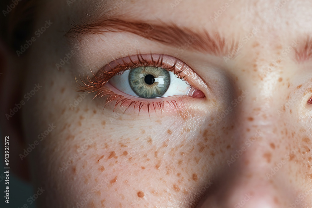 Close up portrait of beautiful woman with dark spots on her face generative ai Close up portrait of beautiful woman with dark spots on her face generative ai