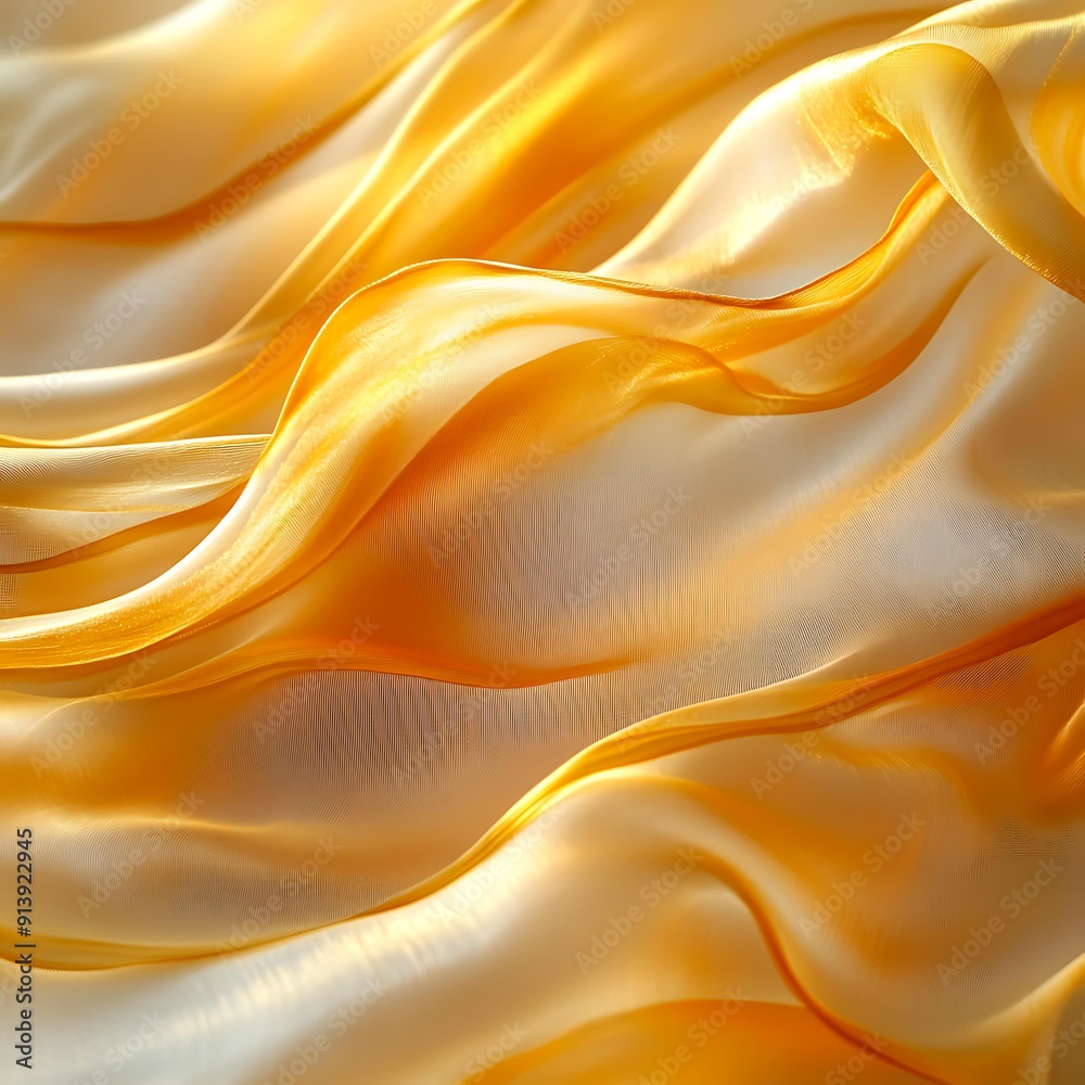 Fototapeta premium Elegant flowing golden silk, perfect for backgrounds, textures, and luxury-themed designs, capturing light and shadow beautifully,description