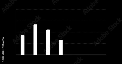 Graph on black background. Animation. Footage. Alpha channel.